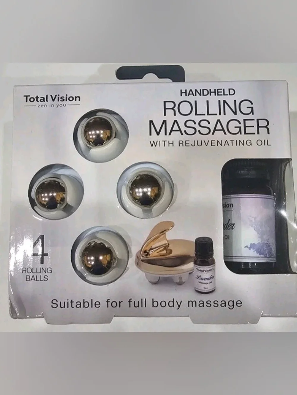 Handheld Rolling Massager with Lavender Oil - Gold In Color